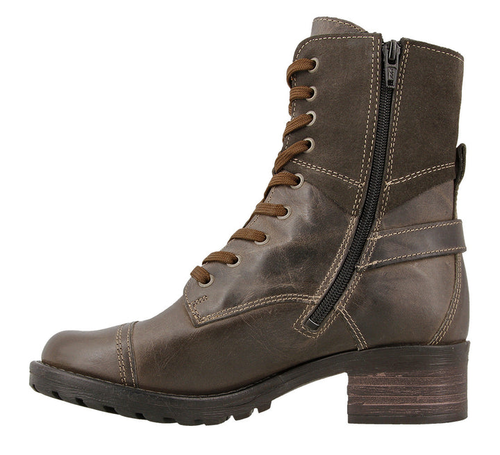 Inside angle of Crave Grey lace up combat boot with removable footbed and rubbe outsole - size 36