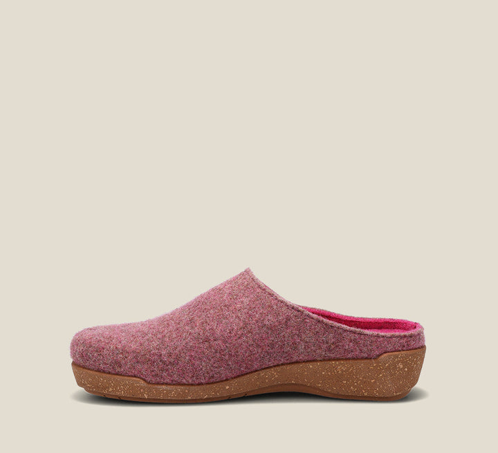 "Instep of Woollery Rose Two-tone wool slip on clog with cork detail, a footbed, & rubber outsole
 36"