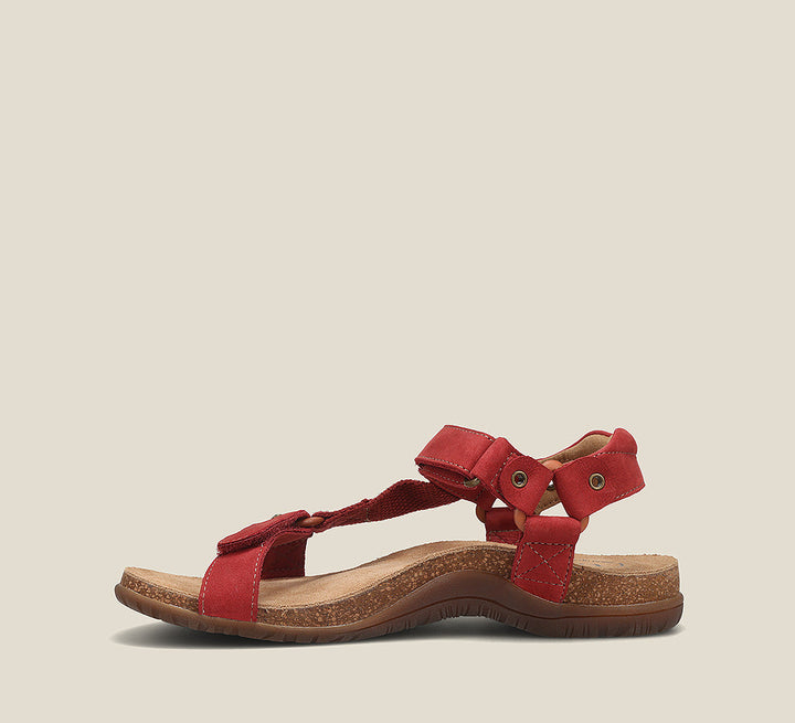 Side angle image of Taos Footwear Mixer Red Nubuck Size 8