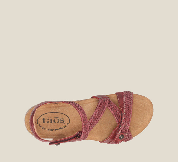 Top down image of Taos Footwear Trulie Cranberry Size 37