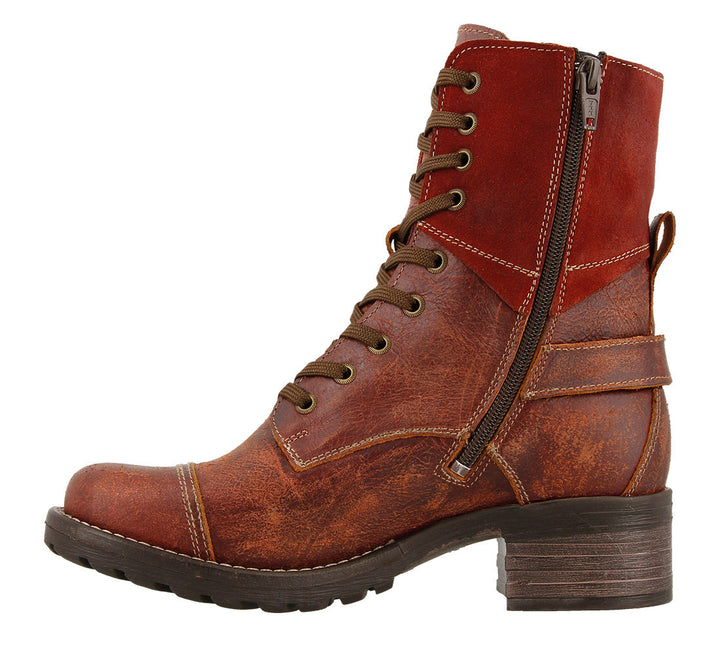 Inside angle of Crave Brick lace up combat boot with removable footbed and rubbe outsole - size 36