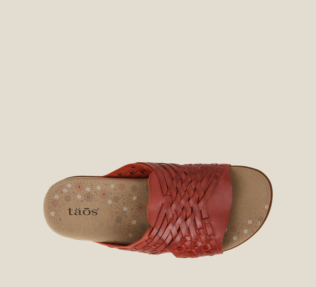 Top image of Guru Red leather slip on thong sandal with rubber outsole - size 6