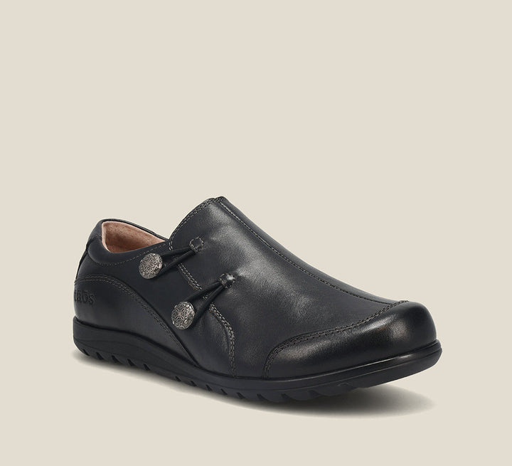 Hero image of Blend Black Casual leather step-in shoe with medial gore & bungie closures & a removable footbed.